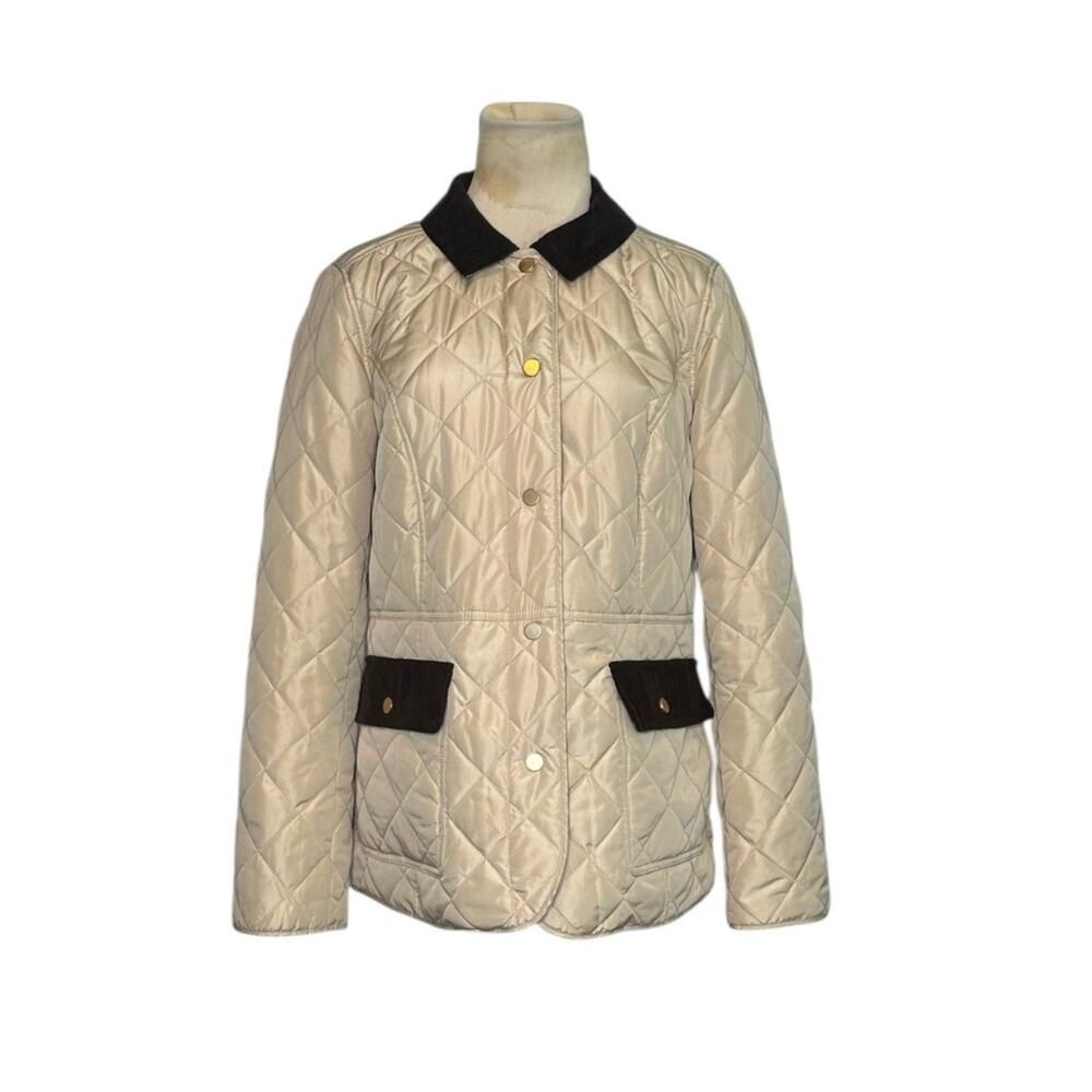 Charter Club beige brown quilted jacket size Medium